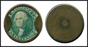 Sale 1227, Lot 2464, Drs. Joanne and Edward Dauer Collection of Encased Postage (EP68/EP179), J. Gault, 10c Green (EP97) Sale 1227, Lot 2464, Drs. Joanne and Edward Dauer Collection of Encased Postage (EP68/EP179)