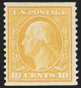 Sale 1227, Lot 3312, 1908-10 Washington-Franklin Issues (Scott 331-356), 10c Yellow, Coil (356) Sale 1227, Lot 3312, 1908-10 Washington-Franklin Issues (Scott 331-356)