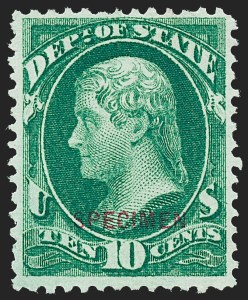 Sale 1230, Lot 2170, Officials, 10c State, Specimen Ovpt. (O62S) Sale 1230, Lot 2170, Officials