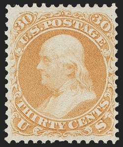 Sale 1234, Lot 95, 1861-66 Issue (Scott 56-78), 30c Orange (71) Sale 1234, Lot 95, 1861-66 Issue (Scott 56-78)
