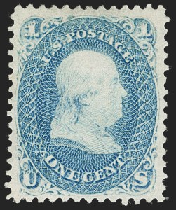 Sale 1235, Lot 1047, 1861-66 Issue (Scott 56-78), 1c Blue (63) Sale 1235, Lot 1047, 1861-66 Issue (Scott 56-78)