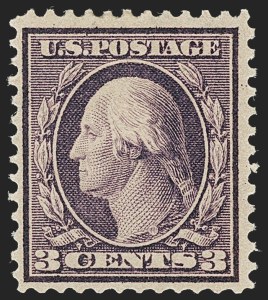 Sale 1240, Lot 422, 1909 Bluish Paper Issue (Scott 357-366), 3c Deep Violet, Bluish (359) Sale 1240, Lot 422, 1909 Bluish Paper Issue (Scott 357-366)