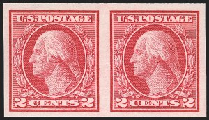 Sale 1240, Lot 458, 1912-15 Washington-Franklin Issue (Scott 405-461), 2c Carmine, Ty. I, Imperforate Coil (459) Sale 1240, Lot 458, 1912-15 Washington-Franklin Issue (Scott 405-461)