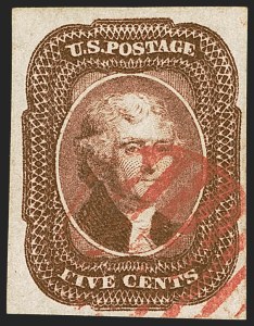 Sale Number 1242, Lot Number 284, Five-Cent: Off-Cover (Scott 12) Sale Number 1242, Lot Number 284, Five-Cent: Off-Cover (Scott 12)