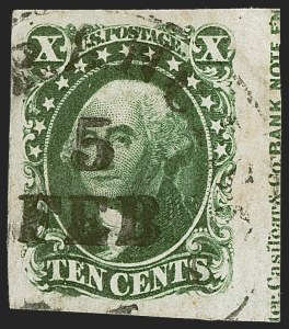 Sale Number 1242, Lot Number 339, Ten-Cent: Type II, Off-Cover (Scott 14) Sale Number 1242, Lot Number 339, Ten-Cent: Type II, Off-Cover (Scott 14)