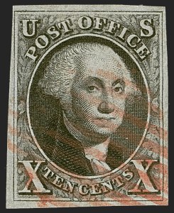 Sale 1247, Lot 17, 1847 Issue and 1875 Reproduction (Scott 1-4), 10c Black (2) Sale 1247, Lot 17, 1847 Issue and 1875 Reproduction (Scott 1-4)