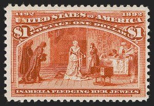 Sale 1247, Lot 381, 1893 Columbian Issue (Scott 230-245), $1.00 Salmon, Columbian (241) Sale 1247, Lot 381, 1893 Columbian Issue (Scott 230-245)