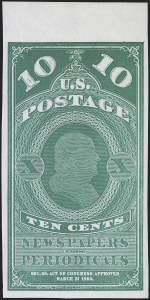 Sale 1249, Lot 14, 1865 National Bank Note Co. Issue (Scott PR1-PR8), 5c-25c Newspaper, 1875 Special Printing, Imperforate (PR5 var-PR7 var) Sale 1249, Lot 14, 1865 National Bank Note Co. Issue (Scott PR1-PR8)