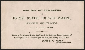 Sale 1254, Lot 587, The Mulholland Collection of Specimens - Columbians thru Back-of-Book, Possessions, 1c-$100.00 1895-97 Issue, "Universal Postal Congress" Ovpt. (PR114S-O to PR125S-O) Sale 1254, Lot 587, The Mulholland Collection of Specimens - Columbians thru Back-of-Book, Possessions