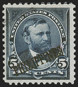 Sale 1254, Lot 593, The Mulholland Collection of Specimens - Columbians thru Back-of-Book, Possessions, PHILIPPINES, 1900, 1c-50c "Specimen" Ovpt. Ty. E, Special Printing (213SP-217SP, 218SP-219SP) Sale 1254, Lot 593, The Mulholland Collection of Specimens - Columbians thru Back-of-Book, Possessions