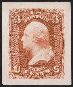 Sale 1254, Lot 602, The Jan Hofmeyr Collection of 3c 1861-68 - Proofs, Off-Cover, 3c 1861 Issue, Panama-Pacific Small Die Proofs on White Wove (56P2a, 65P2a, 66TC2a, 74TC2a) Sale 1254, Lot 602, The Jan Hofmeyr Collection of 3c 1861-68 - Proofs, Off-Cover