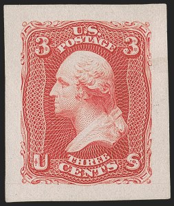 Sale 1254, Lot 602, The Jan Hofmeyr Collection of 3c 1861-68 - Proofs, Off-Cover, 3c 1861 Issue, Panama-Pacific Small Die Proofs on White Wove (56P2a, 65P2a, 66TC2a, 74TC2a) Sale 1254, Lot 602, The Jan Hofmeyr Collection of 3c 1861-68 - Proofs, Off-Cover