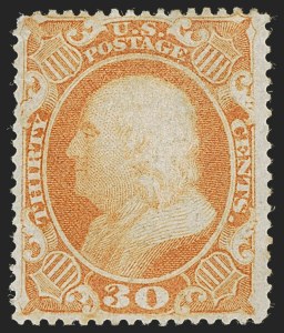 Sale 1256, Lot 2017, 1851-60 Issues (Scott 7-39), 30c Orange (38) Sale 1256, Lot 2017, 1851-60 Issues (Scott 7-39)