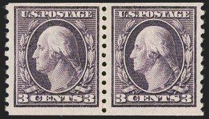 Sale 1256, Lot 2191, 1912-23 Issues (Scott 387-539), 3c Violet, Coil (445) Sale 1256, Lot 2191, 1912-23 Issues (Scott 387-539)