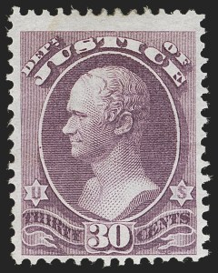 Sale 1285, Lot 2220, Officials, 30c Purple, Justice (O34) Sale 1285, Lot 2220, Officials