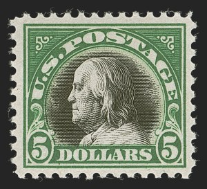 Sale 1288, Lot 218, 1912-23 Issues (Scott 420-594), $5.00 Deep Green & Black (524) Sale 1288, Lot 218, 1912-23 Issues (Scott 420-594)