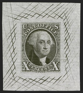 Sale 1290, Lot 1002, Essays, Proofs and Specimens, 10c Black, Large Die Proof on White Bond (2P1a) Sale 1290, Lot 1002, Essays, Proofs and Specimens