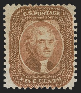 Sale 1290, Lot 1133, 1875 Reprint of 1857-60 Issue (Scott 40-47), 5c Orange Brown, Reprint (42) Sale 1290, Lot 1133, 1875 Reprint of 1857-60 Issue (Scott 40-47)
