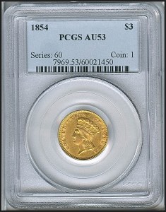 Princess Gold, $3, 1854 - , 7969, Obverse