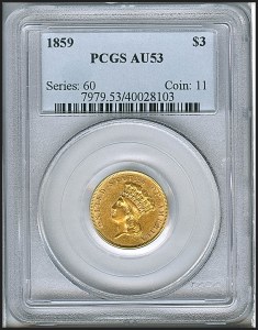 Princess Gold, $3, 1859 - , 7979, Obverse