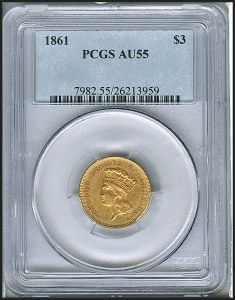 Princess Gold, $3, 1861 - , 7982, Obverse