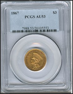 Princess Gold, $3, 1867 - , 7988, Obverse