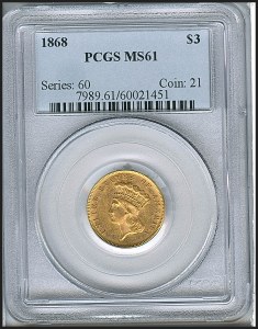 Princess Gold, $3, 1868 - , 7989, Obverse