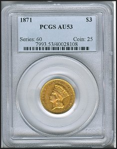 Princess Gold, $3, 1871 - , 7993, Obverse