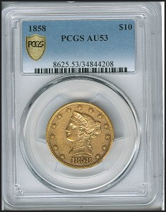 Liberty Eagle, $10, 1858 - , 8625, Obverse