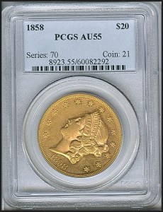 Liberty Double Eagle, $20, 1858 - , 8923, Obverse