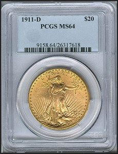 Saint-Gaudens Double Eagle, $20, 1911 - D, 9158, Obverse