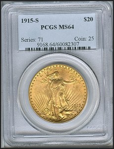 Saint-Gaudens Double Eagle, $20, 1915 - S, 9168, Obverse