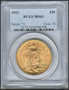 Saint-Gaudens Double Eagle, $20, 1922 - , 9173, Obverse