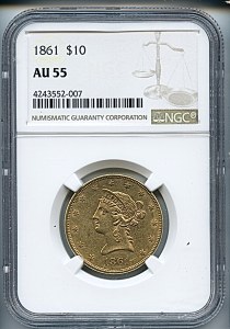 Liberty Eagle, $10, 1861 - , 8633, Obverse