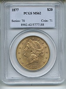 Liberty Double Eagle, $20, 1877 - , 8982, Obverse