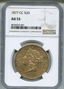 Liberty Double Eagle, $20, 1877 - CC, 8983, Obverse
