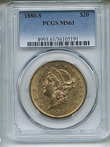 Liberty Double Eagle, $20, 1880 - S, 8993, Obverse
