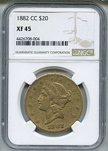 Liberty Double Eagle, $20, 1882 - CC, 8997, Obverse