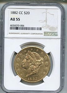 Liberty Double Eagle, $20, 1882 - CC, 8997, Obverse