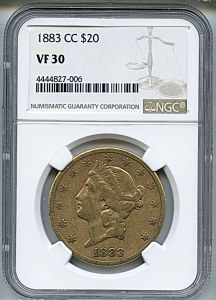 Liberty Double Eagle, $20, 1883 - CC, 8999, Obverse