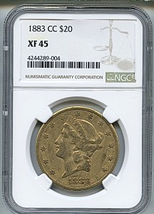 Liberty Double Eagle, $20, 1883 - CC, 8999, Obverse
