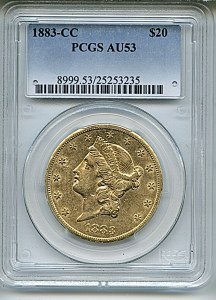 Liberty Double Eagle, $20, 1883 - CC, 8999, Obverse