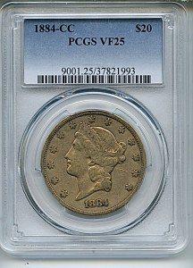Liberty Double Eagle, $20, 1884 - CC, 9001, Obverse