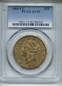 Liberty Double Eagle, $20, 1884 - CC, 9001, Obverse