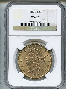 Liberty Double Eagle, $20, 1885 - S, 9005, Obverse