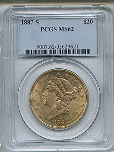 Liberty Double Eagle, $20, 1887 - S, 9007, Obverse