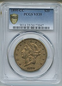 Liberty Double Eagle, $20, 1890 - CC, 9014, Obverse