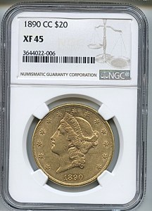Liberty Double Eagle, $20, 1890 - CC, 9014, Obverse