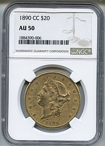 Liberty Double Eagle, $20, 1890 - CC, 9014, Obverse