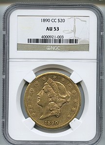 Liberty Double Eagle, $20, 1890 - CC, 9014, Obverse